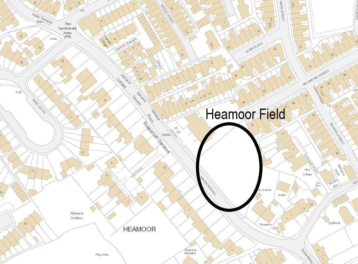 Map showing the location of the field in Heamoor