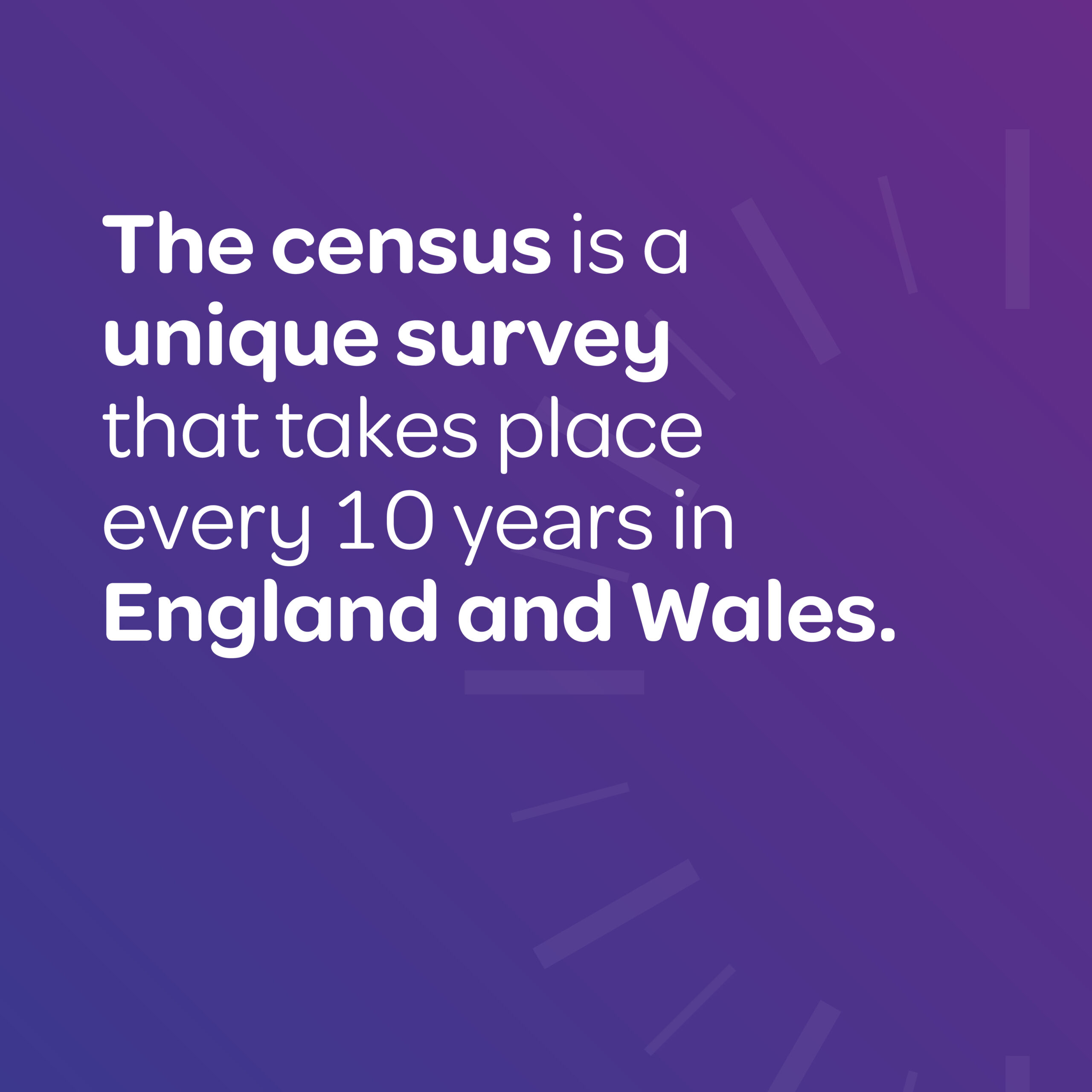 The census is a unique survey that takes place every 10 years in England and Wales