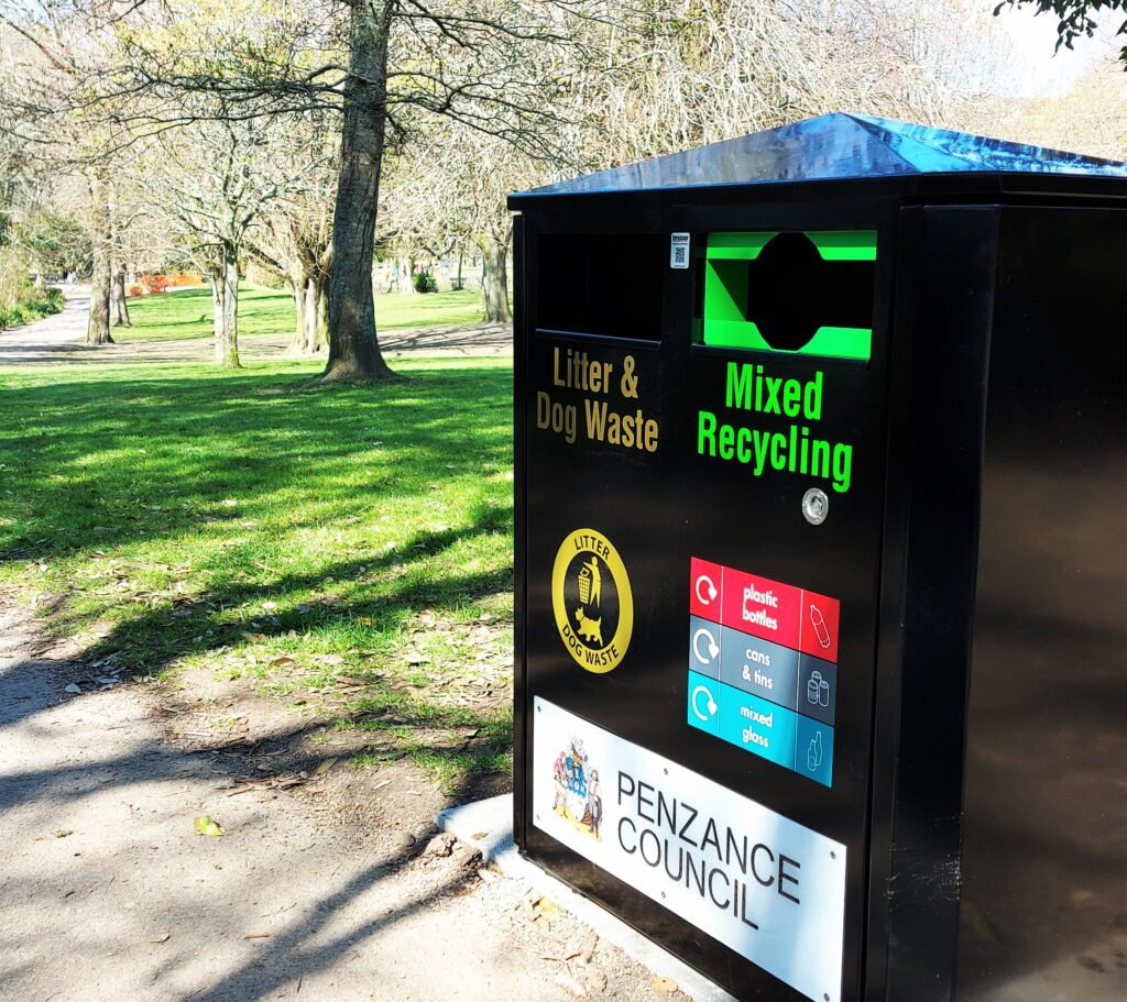 One of the dual purpose bins in Penlee Park