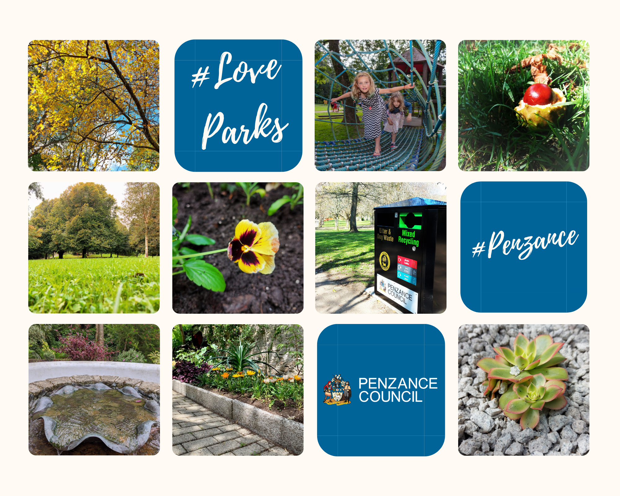 Collage of images taken around Penlee Park