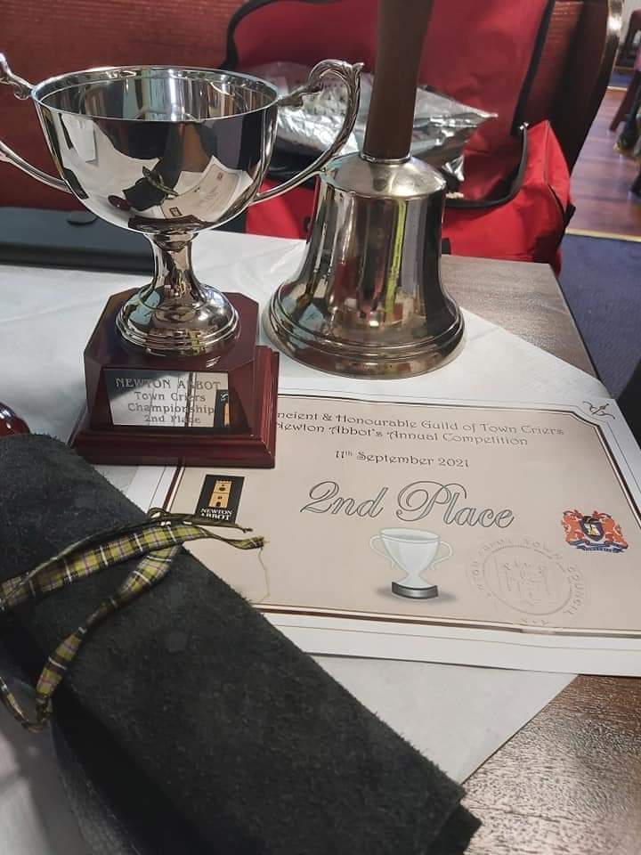 Town Crier Competition 2021 - 2nd place prize: an engraved cup and certificate