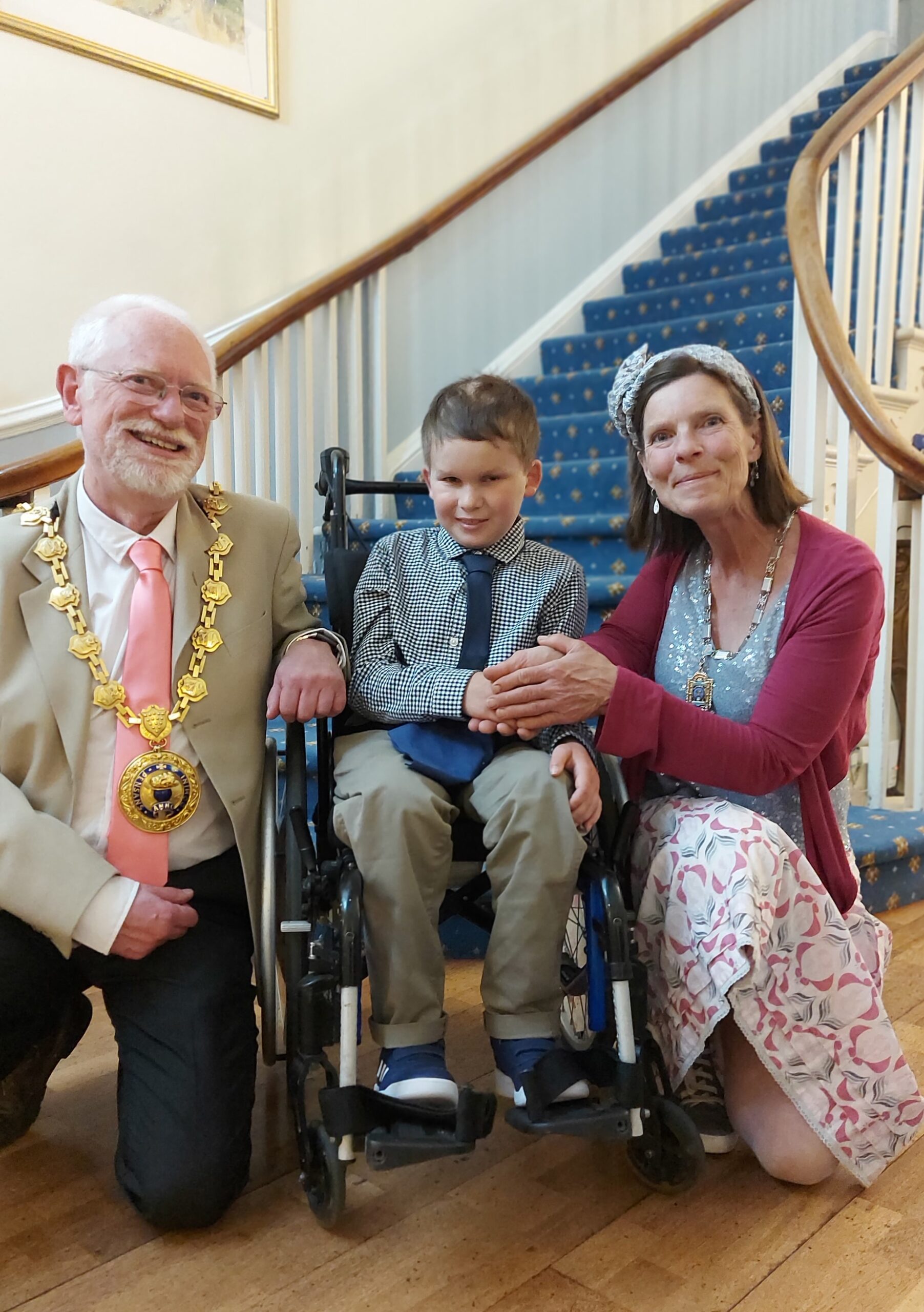 Young Citizen of the Year 2022 Elliott Furse with the Mayor of Penzance and the Mayor's Consort at the Queen's Hotel