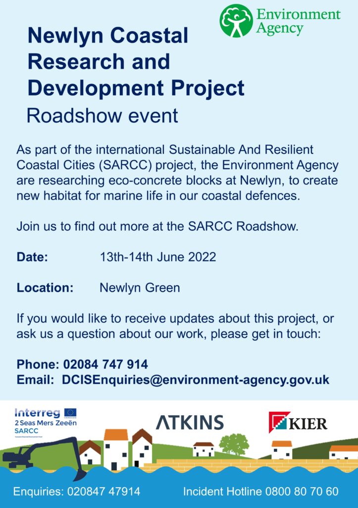 Environment Agency poster for the Newlyn Coastal Research and Development Project Roadshow event