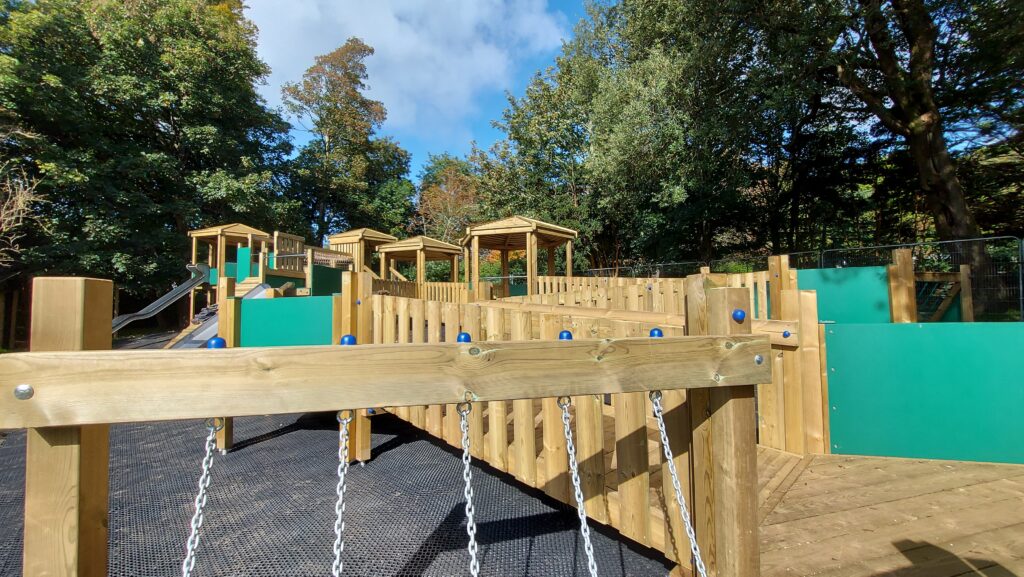 Wide view of the new junior play equipment at Penlee Play Park