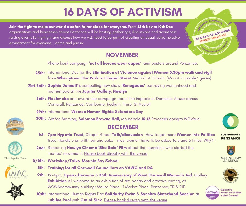 16 days of activism - scheduled events