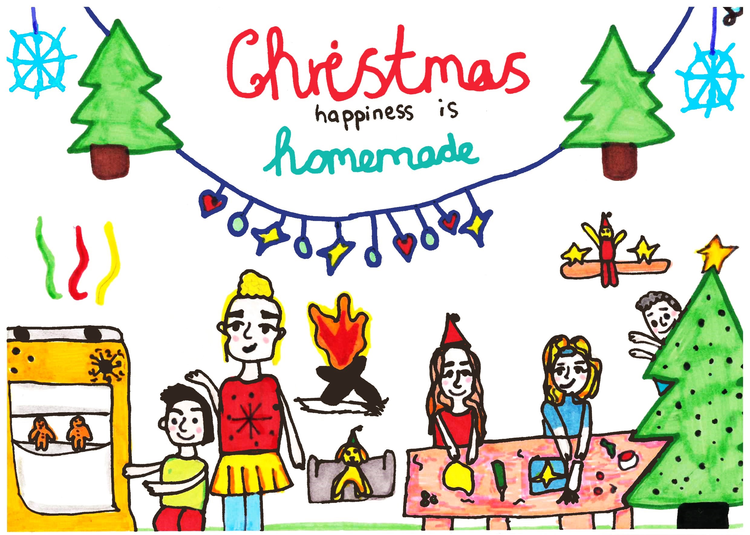 Jacey Gardiner's winning design for the Penzance Mayor's Christmas Card Competition 2022 (Gulval School)