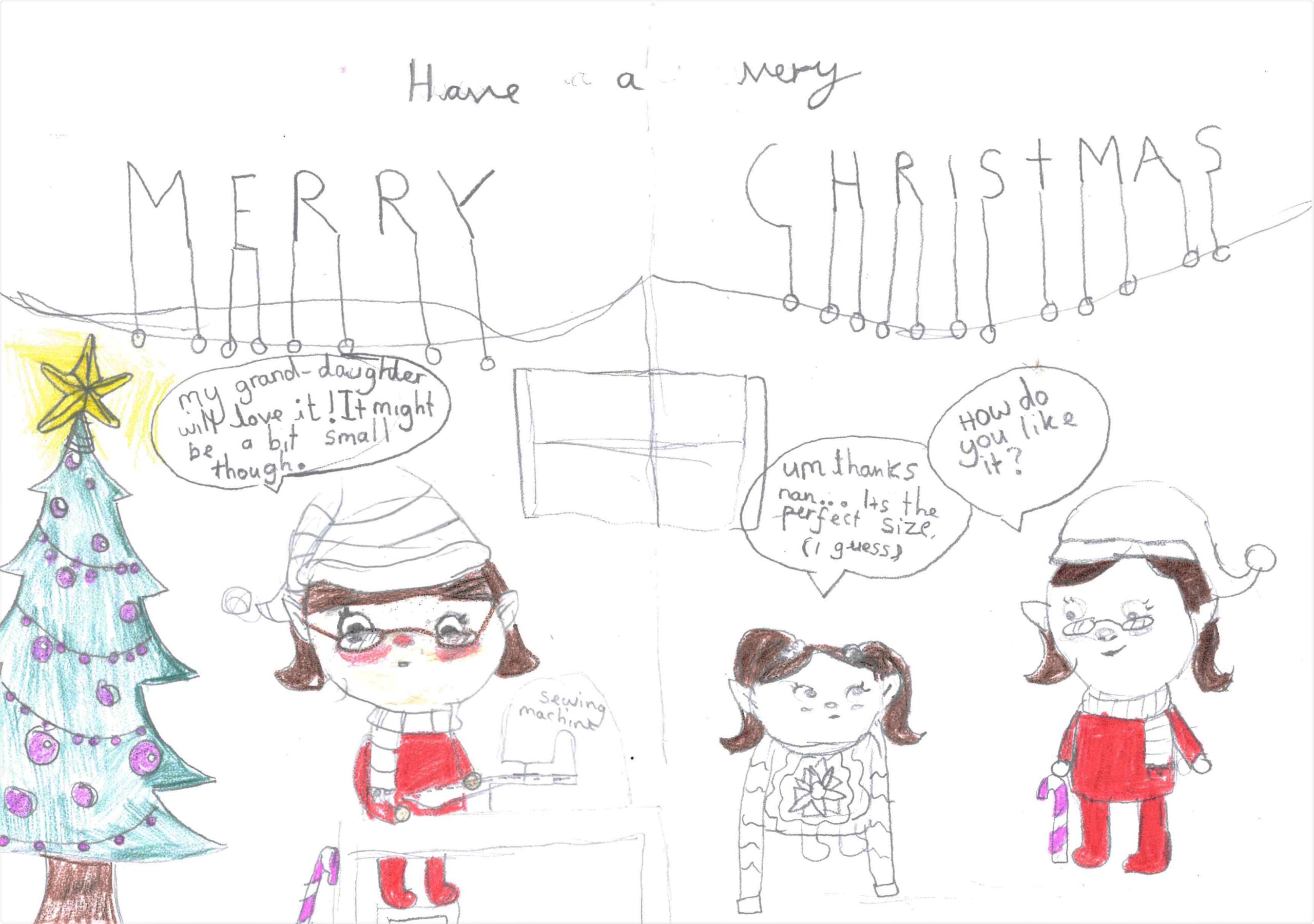 Keyna Owers' design for the Penzance Mayor's Christmas Card Competition 2022 (Heamoor Community Primary School)