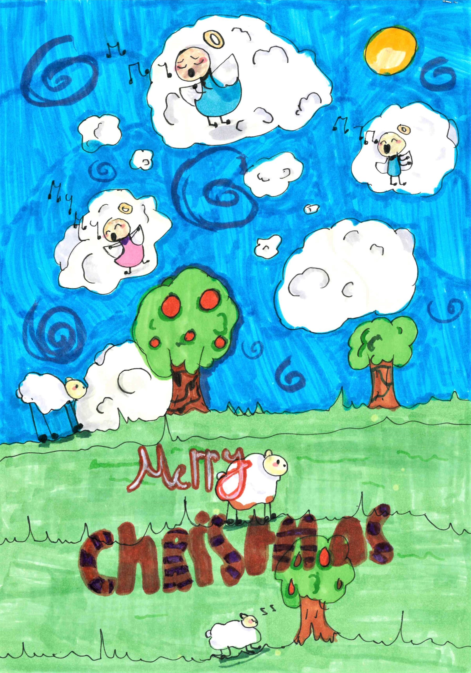 Lottie McAlister's design for the Penzance Mayor's Christmas Card Competition 2022 (St Mary's C of E Primary School)