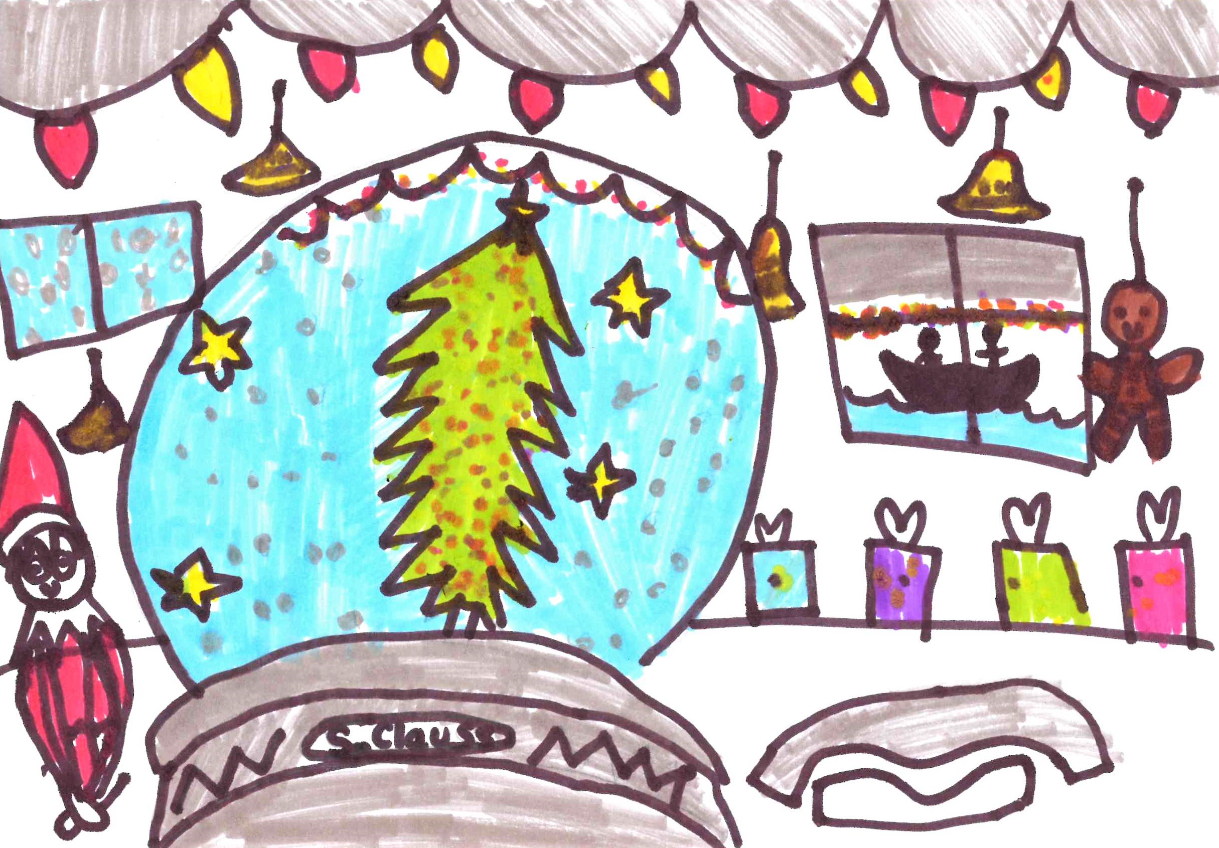 Theo's design for the Penzance Mayor's Christmas Card Competition 2022 (St Mary's Catholic Primary School)