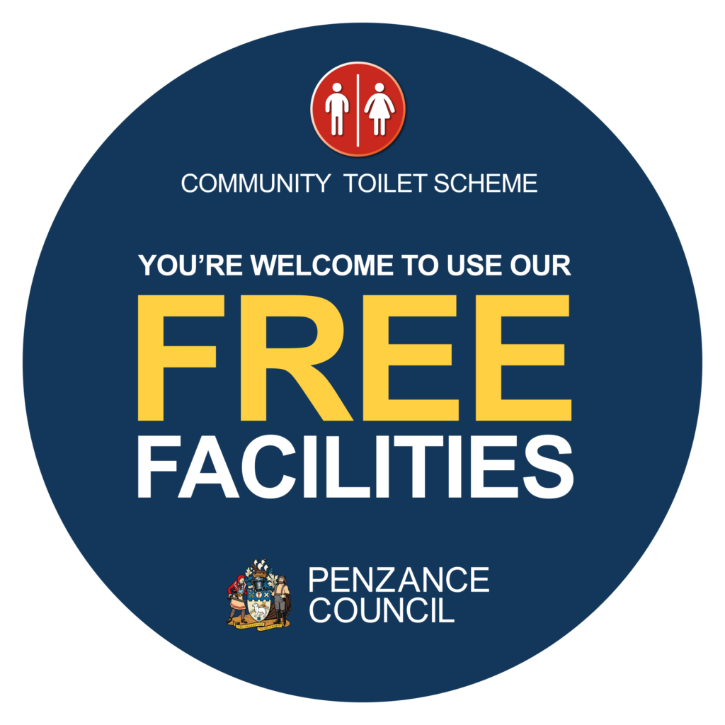 Penzance Community Toilet Scheme business sign