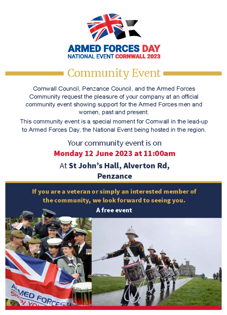 Penzance Armed Forces Flag Relay event poster