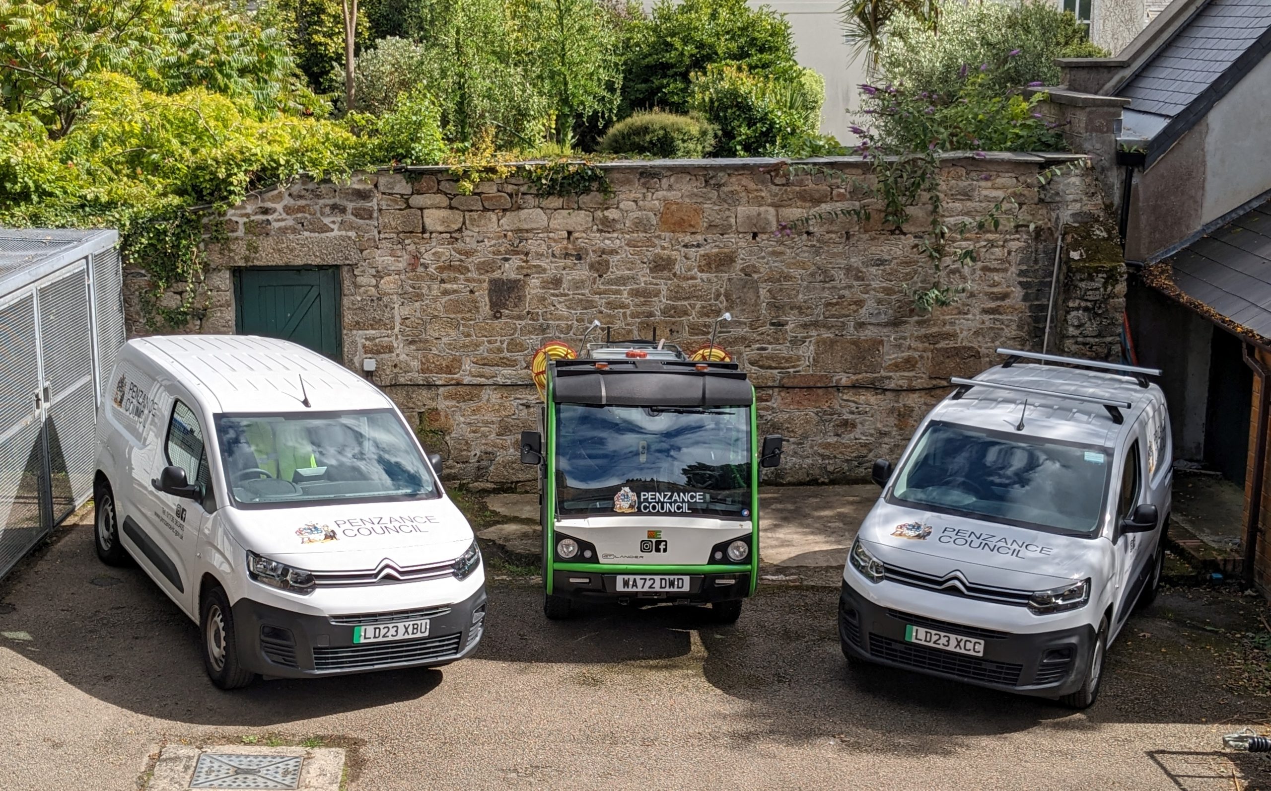 Penzance Council's new electric vehicles - 2 vans and 1 flatbed truck