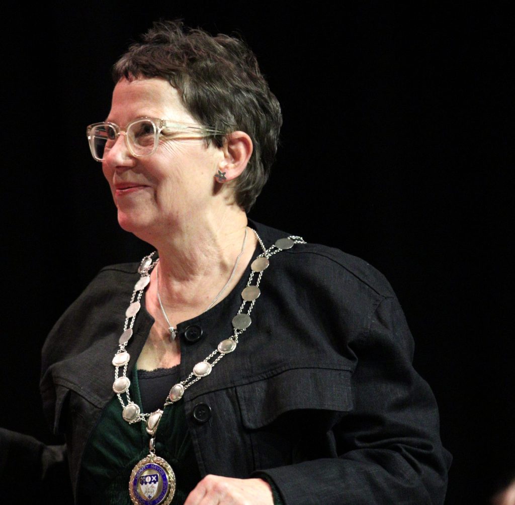 Deputy Mayor of Penzance, Cllr Penny Osborne wearing the Deputy Mayoral Chain