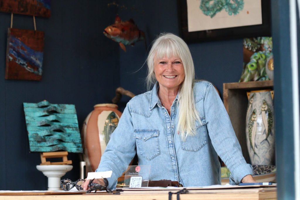 Newlyn-based artist Stevie McCrindle at her studio and shop in Newlyn
